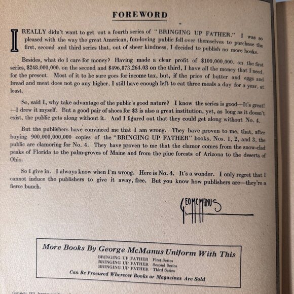 Bringing Up Father Geo McManus 4th Series Comic Book 1921 Humor Satire Antique - Picture 4 of 13